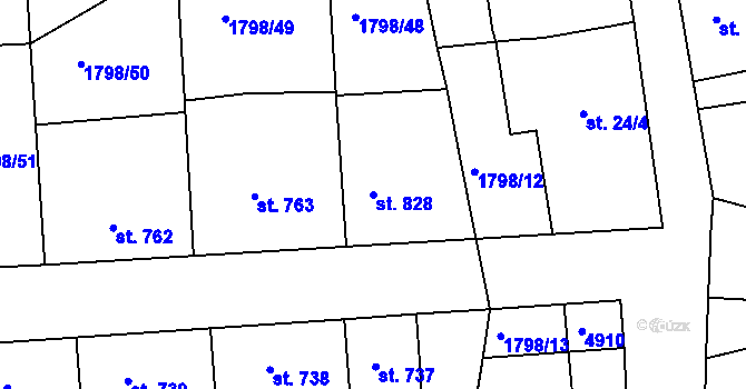 Parcela st. 828 v KÚ Čejkovice, Katastrální mapa