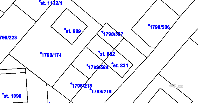 Parcela st. 832 v KÚ Čejkovice, Katastrální mapa