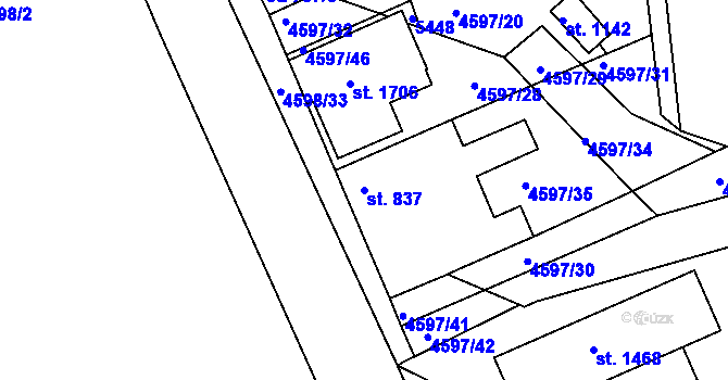 Parcela st. 837 v KÚ Čejkovice, Katastrální mapa