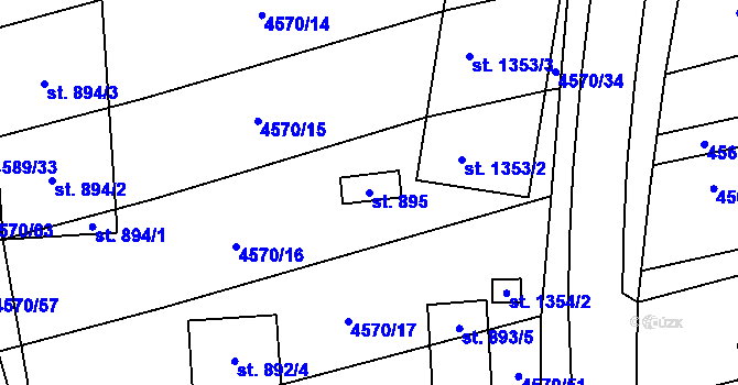 Parcela st. 895 v KÚ Čejkovice, Katastrální mapa