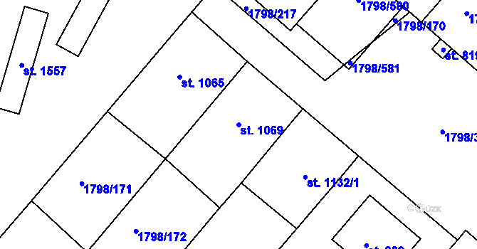 Parcela st. 1069 v KÚ Čejkovice, Katastrální mapa