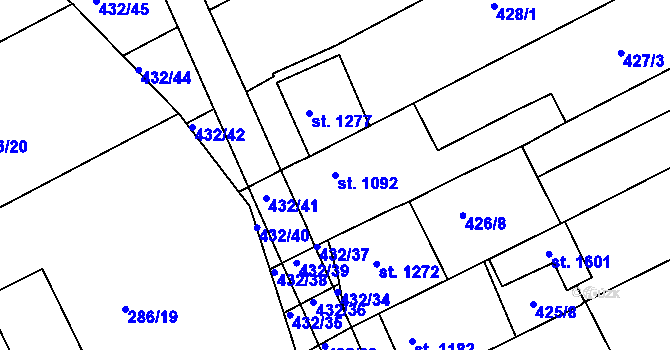Parcela st. 1092 v KÚ Čejkovice, Katastrální mapa
