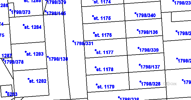 Parcela st. 1177 v KÚ Čejkovice, Katastrální mapa