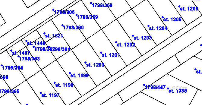 Parcela st. 1201 v KÚ Čejkovice, Katastrální mapa