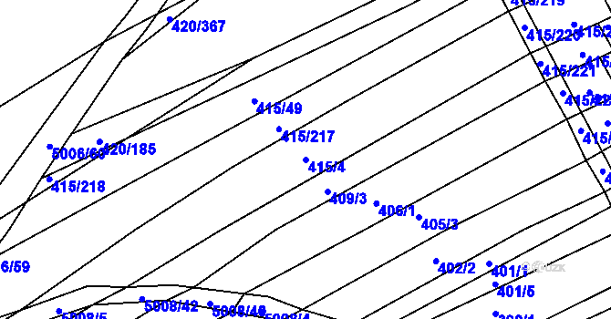 Parcela st. 415/4 v KÚ Čejkovice, Katastrální mapa