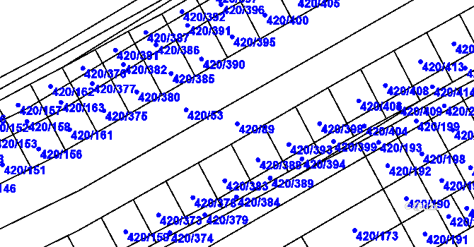 Parcela st. 420/89 v KÚ Čejkovice, Katastrální mapa