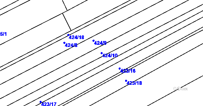Parcela st. 424/10 v KÚ Čejkovice, Katastrální mapa