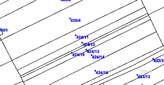 Parcela st. 424/12 v KÚ Čejkovice, Katastrální mapa