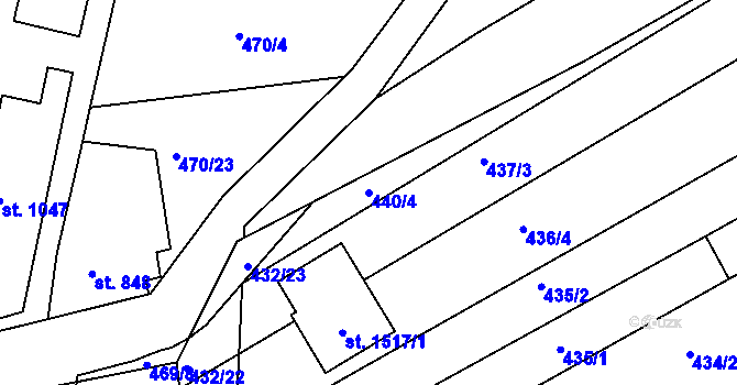 Parcela st. 440/4 v KÚ Čejkovice, Katastrální mapa