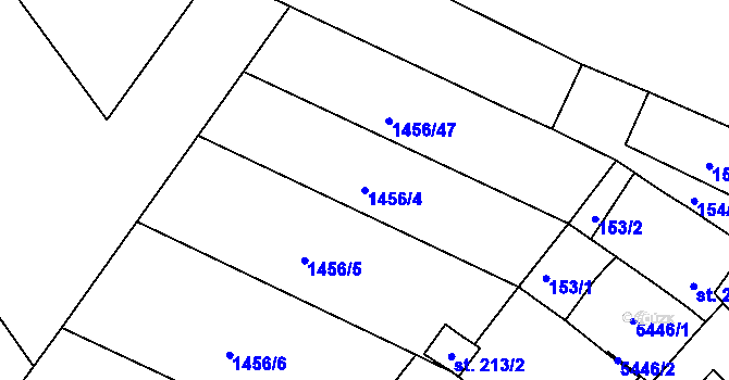 Parcela st. 1456/4 v KÚ Čejkovice, Katastrální mapa