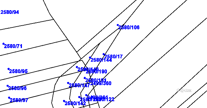 Parcela st. 2580/17 v KÚ Čejkovice, Katastrální mapa