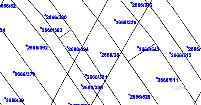 Parcela st. 2666/38 v KÚ Čejkovice, Katastrální mapa