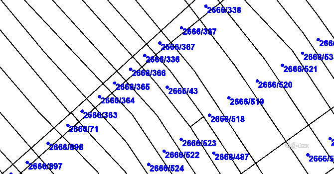 Parcela st. 2666/43 v KÚ Čejkovice, Katastrální mapa