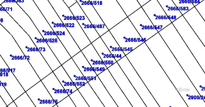 Parcela st. 2666/44 v KÚ Čejkovice, Katastrální mapa