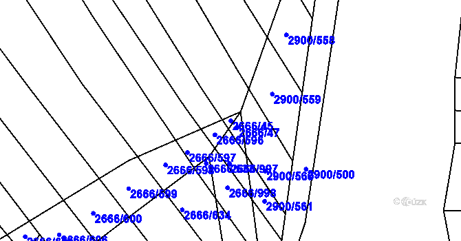 Parcela st. 2666/45 v KÚ Čejkovice, Katastrální mapa