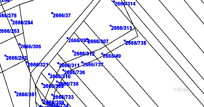 Parcela st. 2666/49 v KÚ Čejkovice, Katastrální mapa