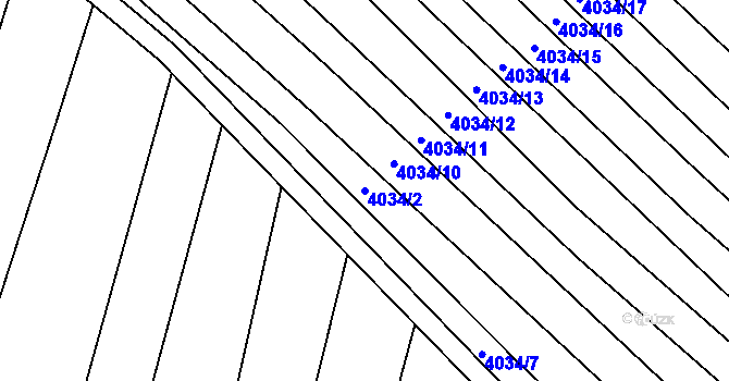 Parcela st. 4034/2 v KÚ Čejkovice, Katastrální mapa