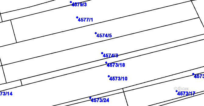 Parcela st. 4574/3 v KÚ Čejkovice, Katastrální mapa