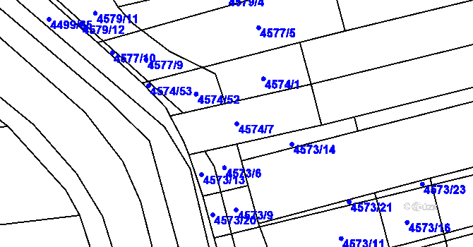 Parcela st. 4574/7 v KÚ Čejkovice, Katastrální mapa
