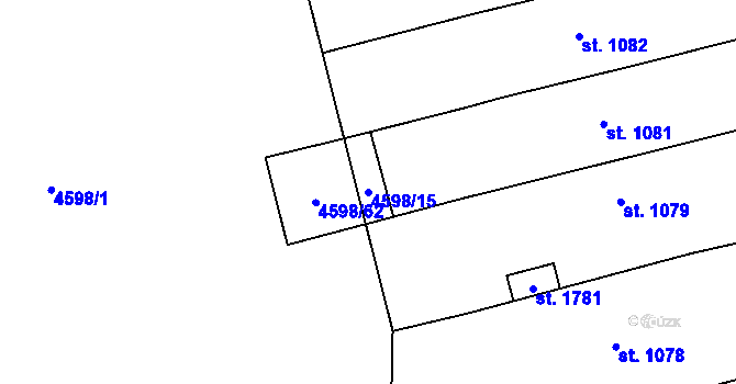 Parcela st. 4598/15 v KÚ Čejkovice, Katastrální mapa