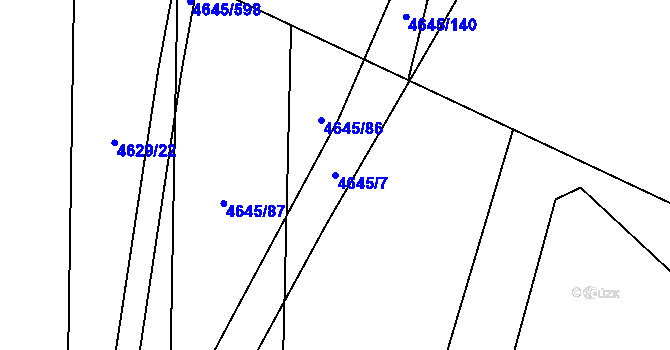 Parcela st. 4645/7 v KÚ Čejkovice, Katastrální mapa