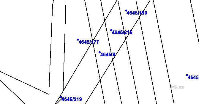 Parcela st. 4645/9 v KÚ Čejkovice, Katastrální mapa
