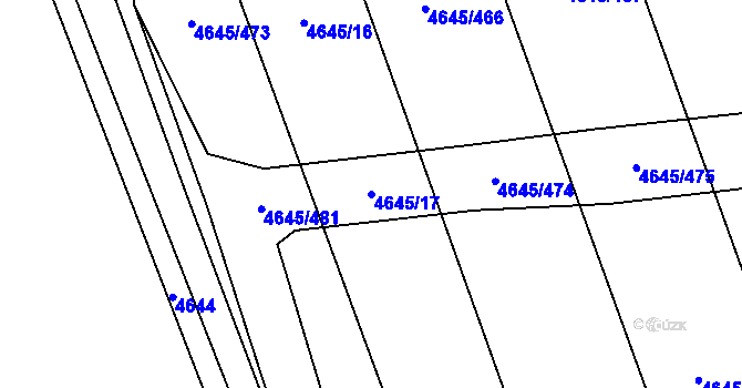 Parcela st. 4645/17 v KÚ Čejkovice, Katastrální mapa