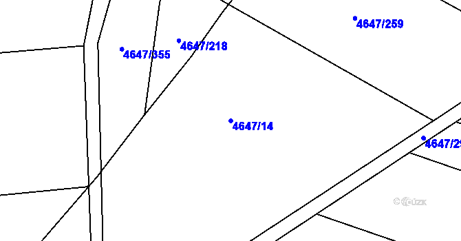 Parcela st. 4647/14 v KÚ Čejkovice, Katastrální mapa