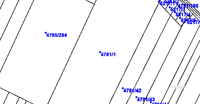 Parcela st. 4781/1 v KÚ Čejkovice, Katastrální mapa