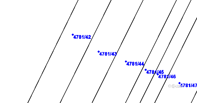 Parcela st. 4781/43 v KÚ Čejkovice, Katastrální mapa