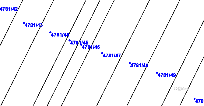 Parcela st. 4781/47 v KÚ Čejkovice, Katastrální mapa