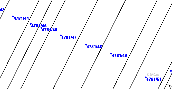 Parcela st. 4781/48 v KÚ Čejkovice, Katastrální mapa