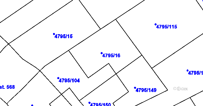 Parcela st. 4795/16 v KÚ Čejkovice, Katastrální mapa