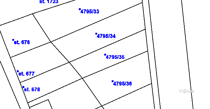 Parcela st. 4795/35 v KÚ Čejkovice, Katastrální mapa