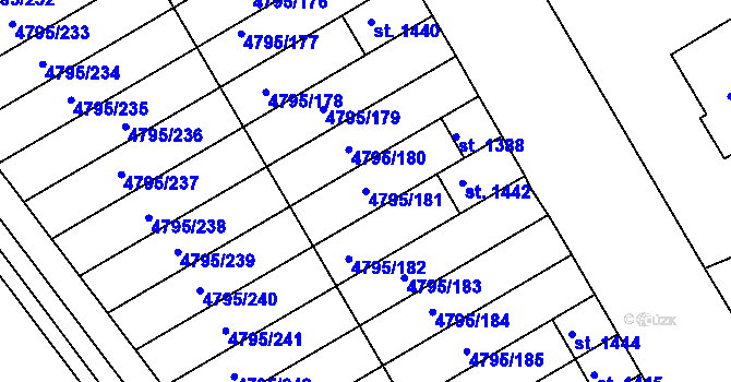 Parcela st. 4795/181 v KÚ Čejkovice, Katastrální mapa