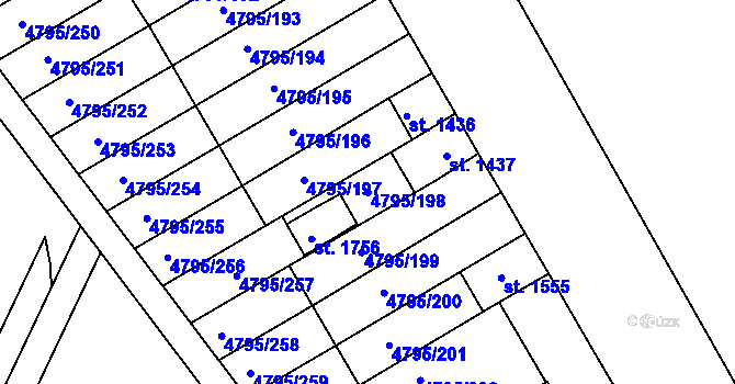 Parcela st. 4795/198 v KÚ Čejkovice, Katastrální mapa