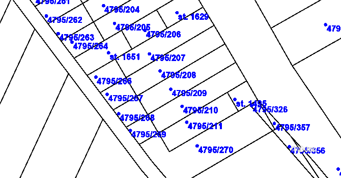 Parcela st. 4795/209 v KÚ Čejkovice, Katastrální mapa