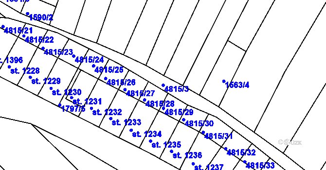Parcela st. 4815/3 v KÚ Čejkovice, Katastrální mapa