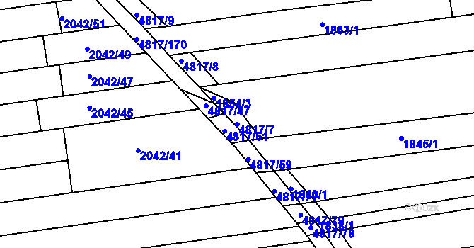 Parcela st. 4817/7 v KÚ Čejkovice, Katastrální mapa