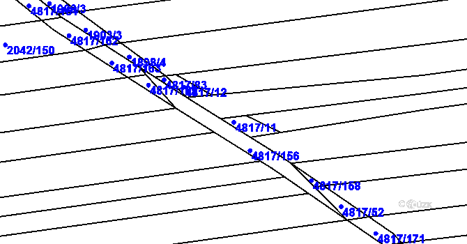 Parcela st. 4817/11 v KÚ Čejkovice, Katastrální mapa