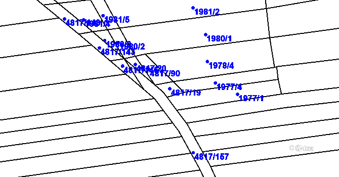 Parcela st. 4817/19 v KÚ Čejkovice, Katastrální mapa