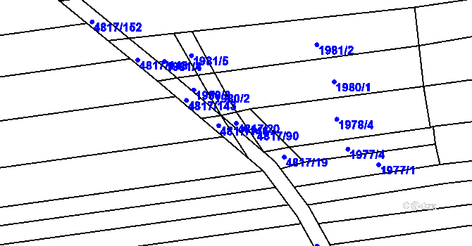 Parcela st. 4817/20 v KÚ Čejkovice, Katastrální mapa