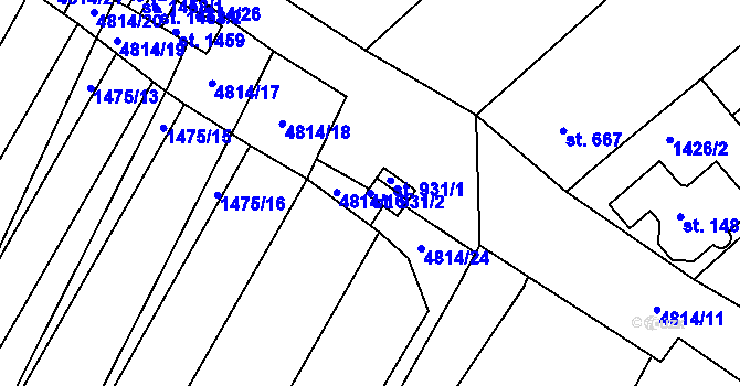 Parcela st. 931/2 v KÚ Čejkovice, Katastrální mapa