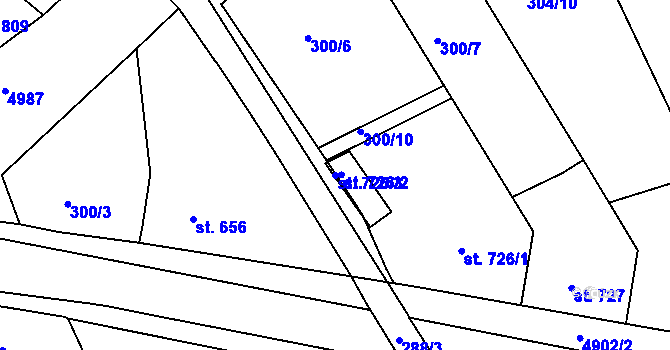 Parcela st. 726/3 v KÚ Čejkovice, Katastrální mapa