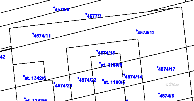 Parcela st. 4574/13 v KÚ Čejkovice, Katastrální mapa