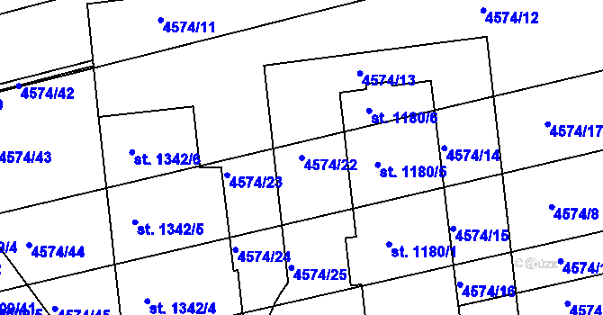 Parcela st. 4574/22 v KÚ Čejkovice, Katastrální mapa