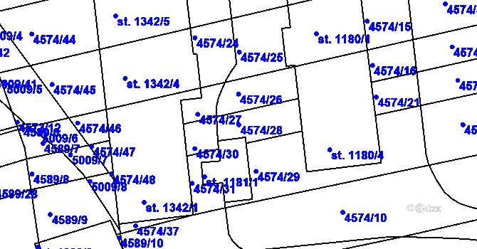 Parcela st. 4574/28 v KÚ Čejkovice, Katastrální mapa