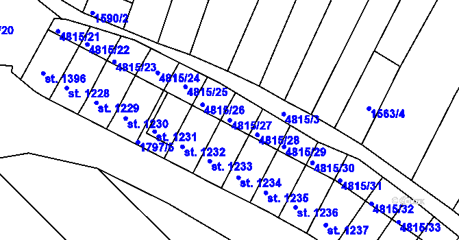Parcela st. 4815/27 v KÚ Čejkovice, Katastrální mapa