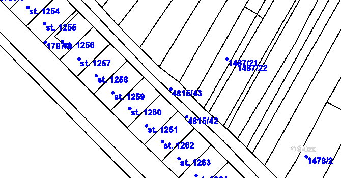 Parcela st. 4815/43 v KÚ Čejkovice, Katastrální mapa