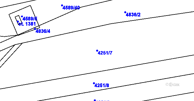 Parcela st. 4251/7 v KÚ Čejkovice, Katastrální mapa